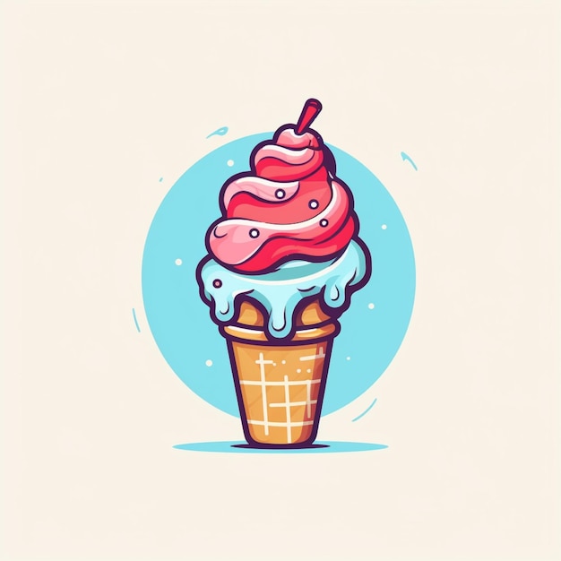 フラットカラーアイスクリームロゴベクトル