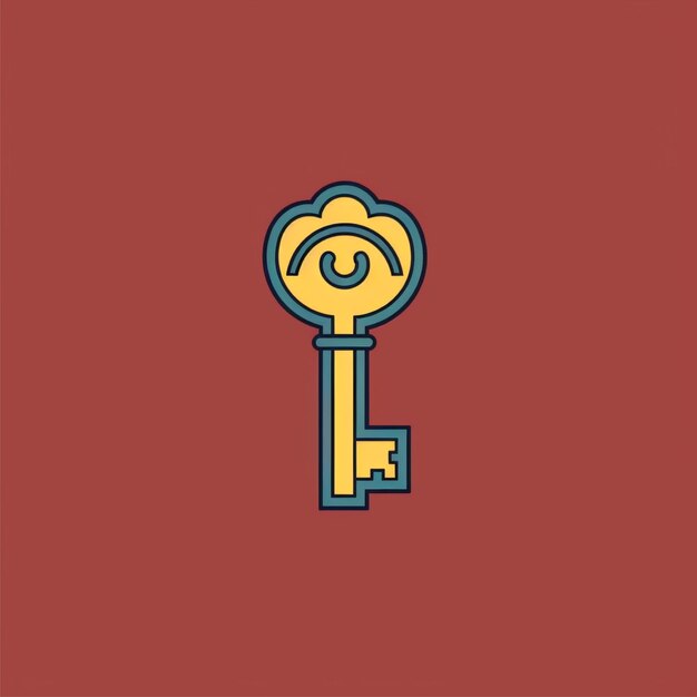 flat color key logo vector