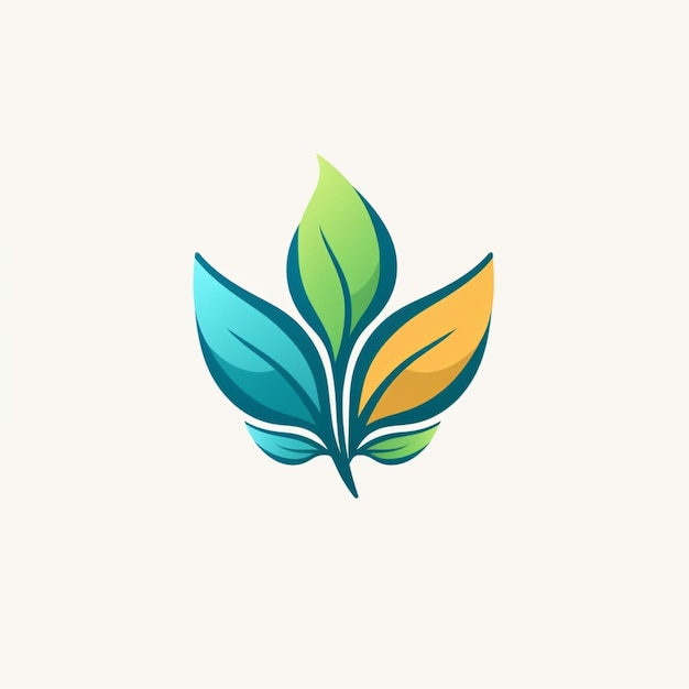 flat color leaf logo vector