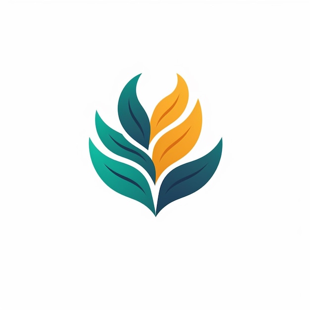 flat color leaf logo vector