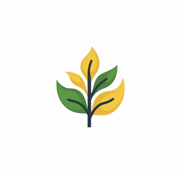 flat color leaf logo vector