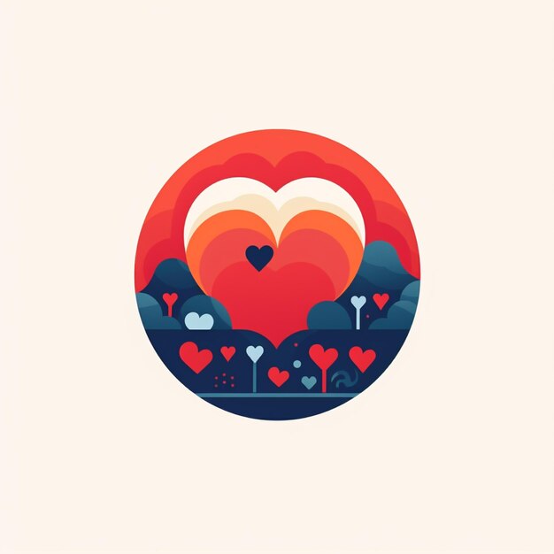 flat color love logo vector