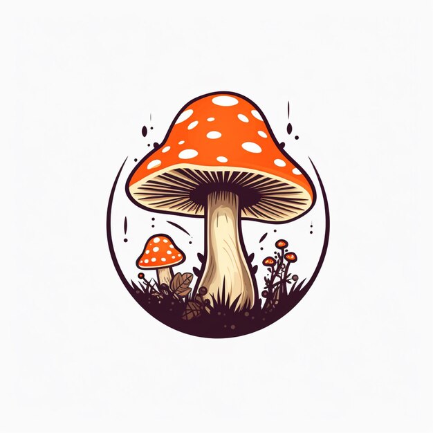 flat color mushroom logo vector