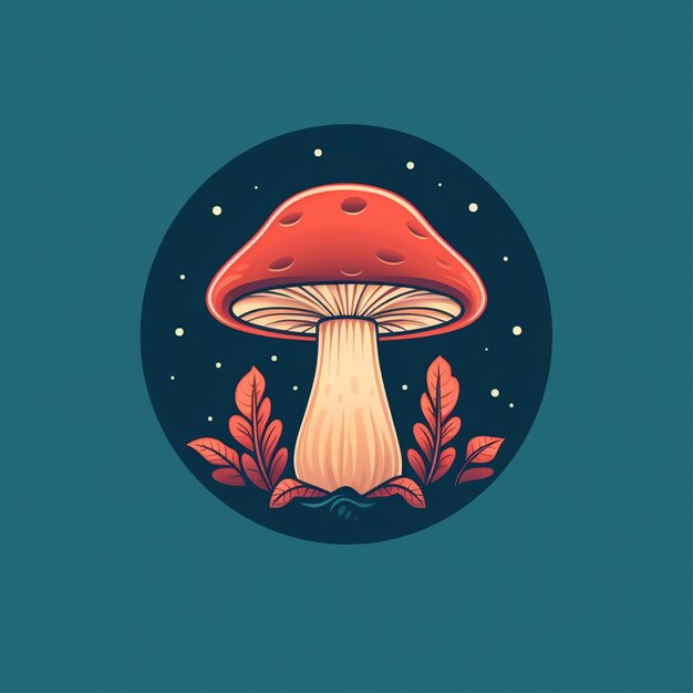 flat color mushroom logo vector