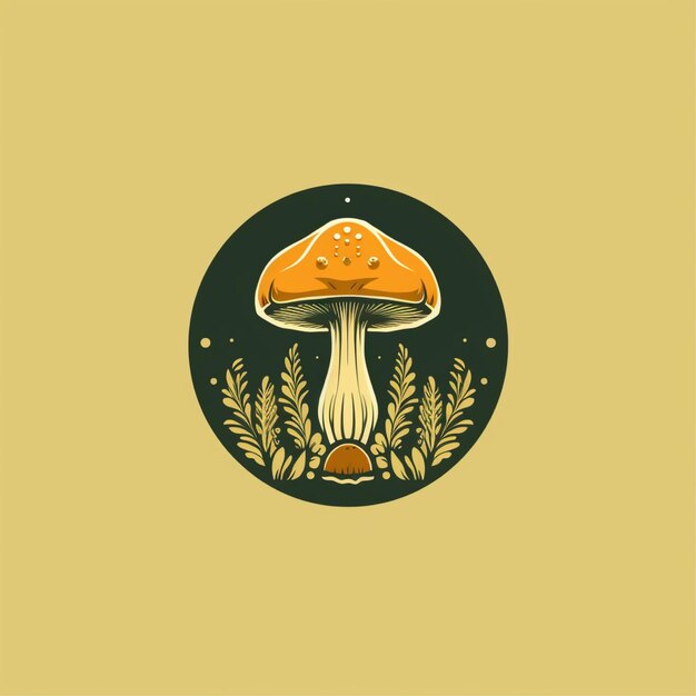 flat color mushroom logo vector