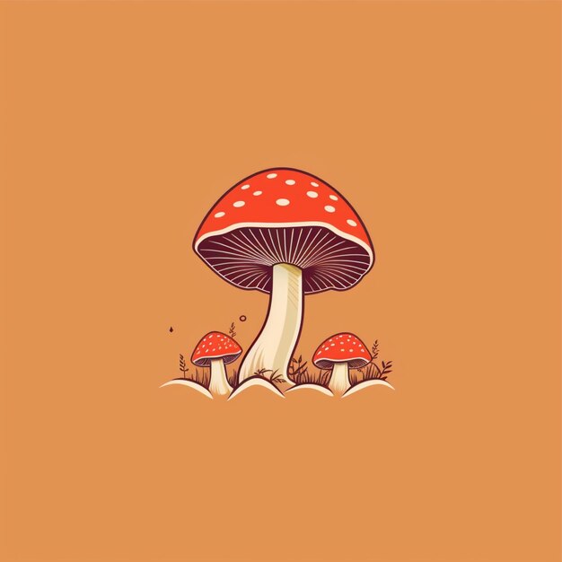 flat color mushroom logo vector