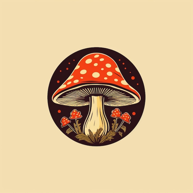 flat color mushroom logo vector