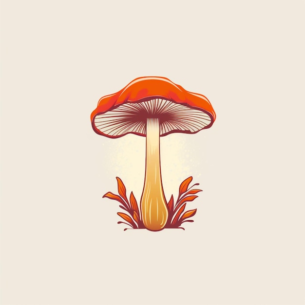 flat color mushroom logo vector