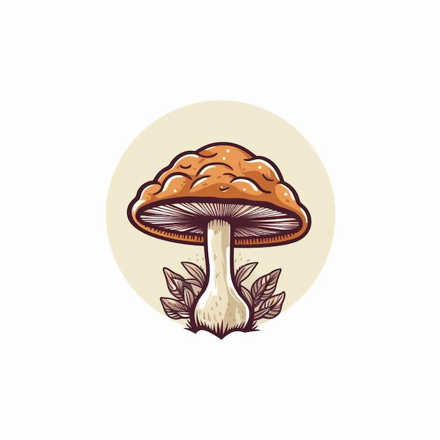 flat color mushroom logo vector