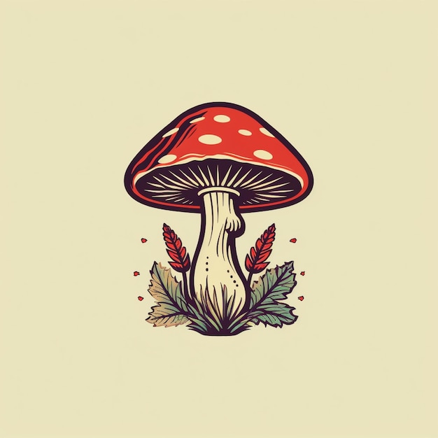 Flat color mushroom logo vector