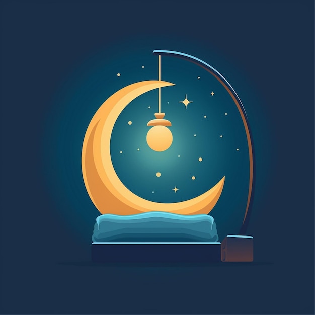 flat color night lamp logo vector