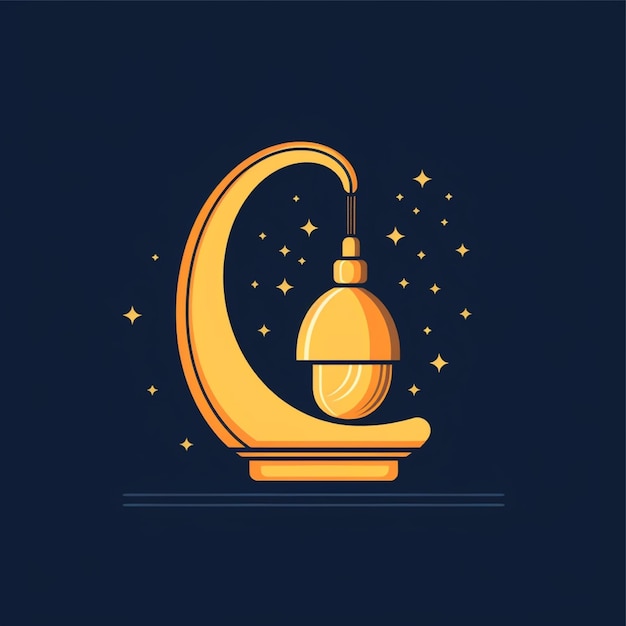 flat color night lamp logo vector