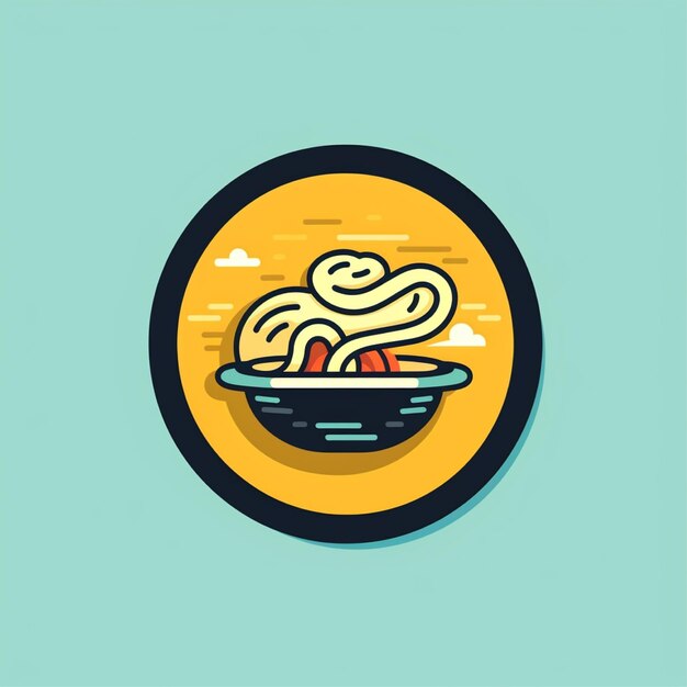 Photo flat color noodles logo vector