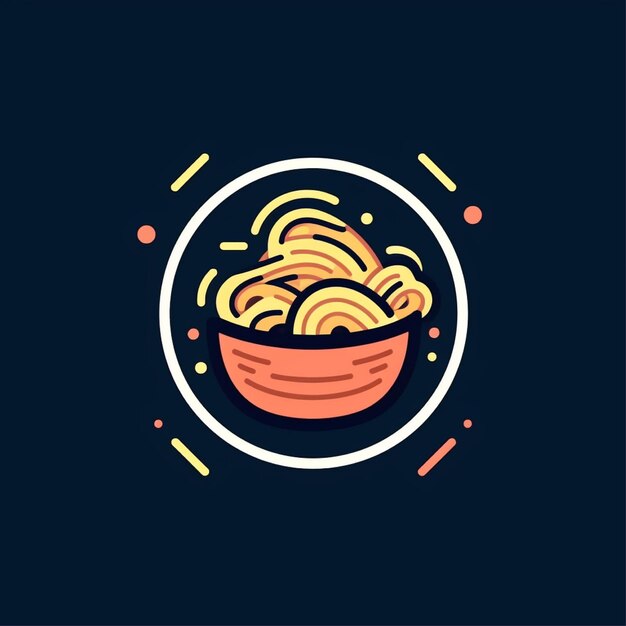 flat color noodles logo vector