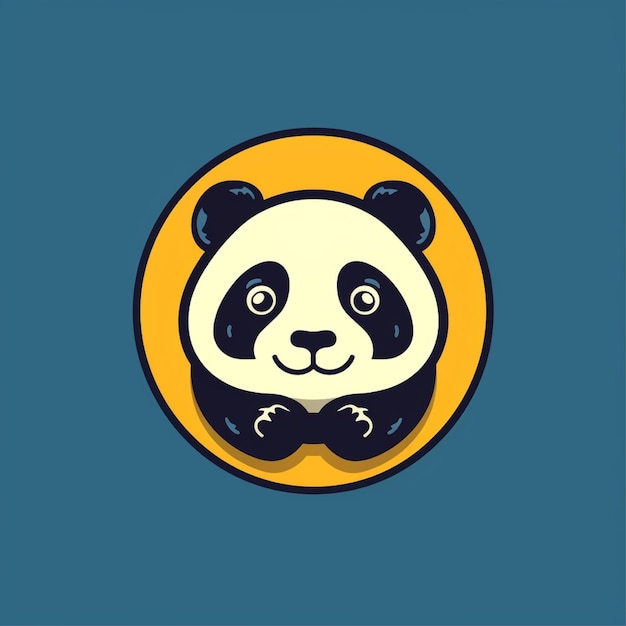 flat color panda logo vector