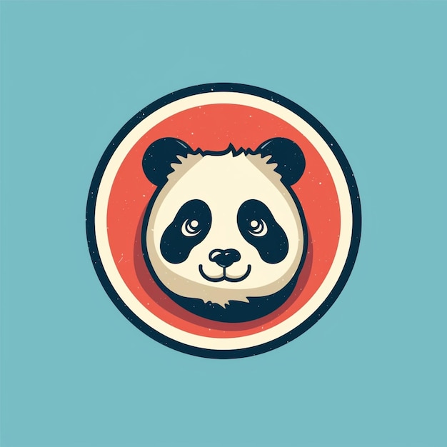 flat color panda logo vector