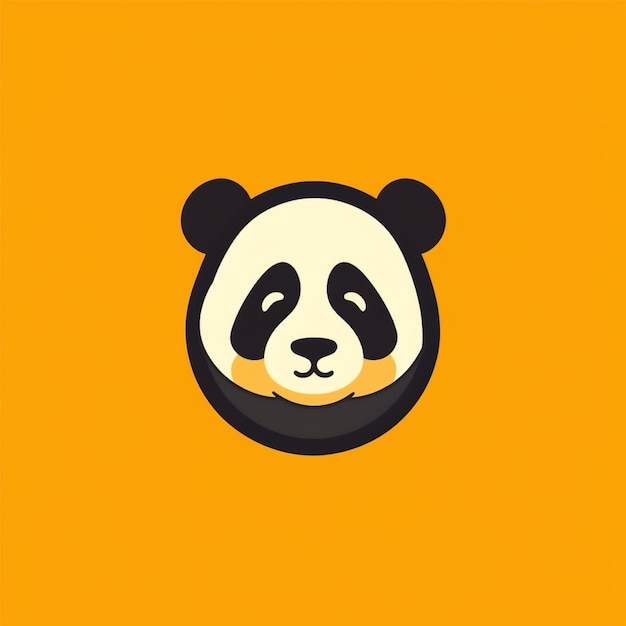 flat color panda logo vector