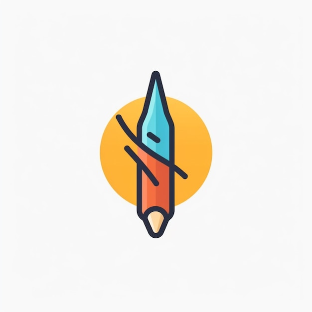 Foto vettor di logo a matita e penna a colori piatti