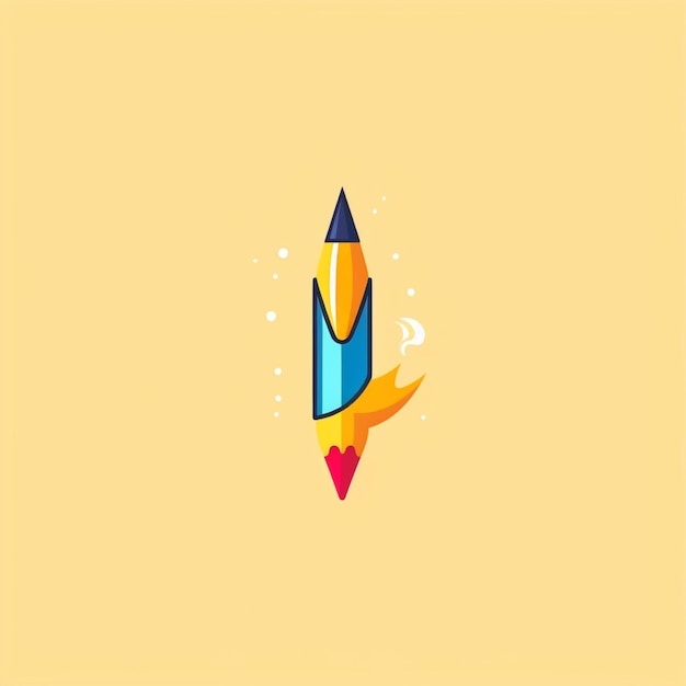 flat color pencil and pen logo vector