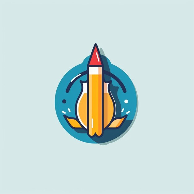 flat color pencil and pen logo vector