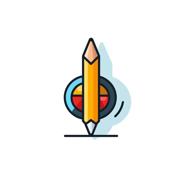 flat color pencil and pen logo vector