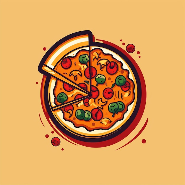 flat color pizza logo vector