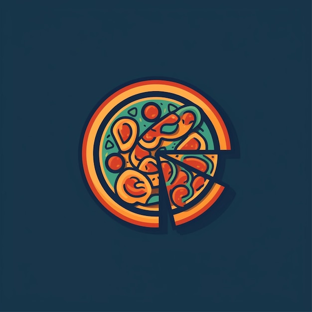 Foto vettore del logo della pizza a colori piatti