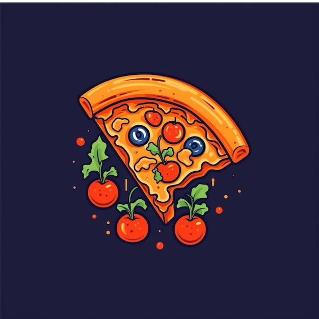 flat color pizza logo vector