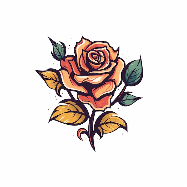 flat color rose flower logo vector