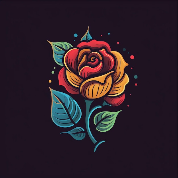 flat color rose flower logo vector