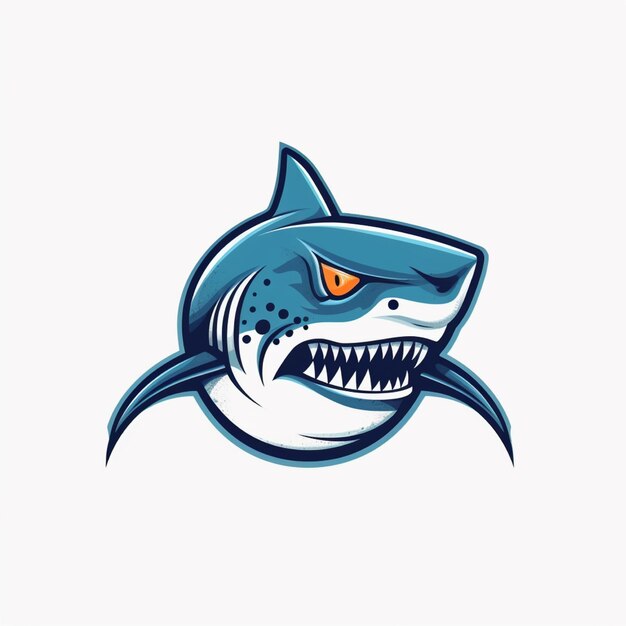 flat color shark logo vector