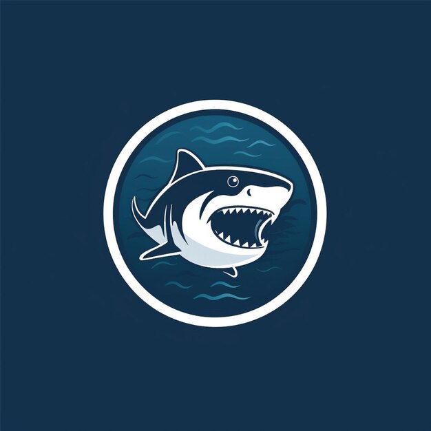 flat color shark logo vector