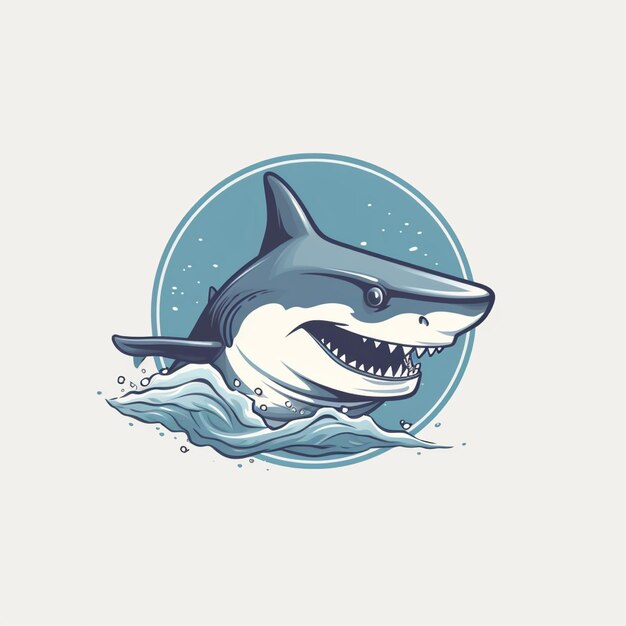 flat color shark logo vector