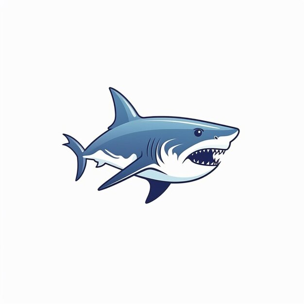 flat color shark logo vector