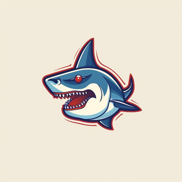 flat color shark logo vector