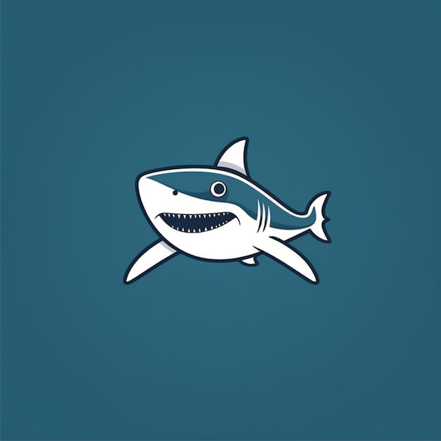 flat color shark logo vector