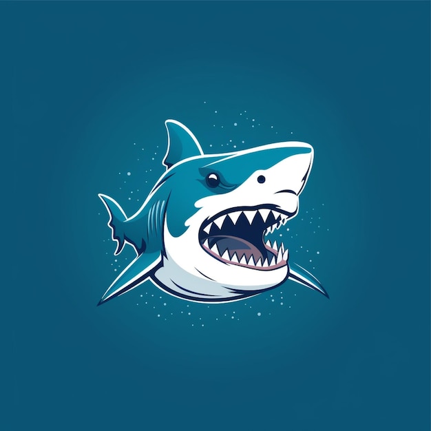 flat color shark logo vector