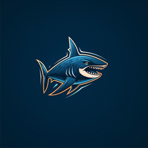 flat color shark logo vector