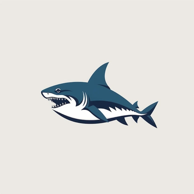 flat color shark logo vector