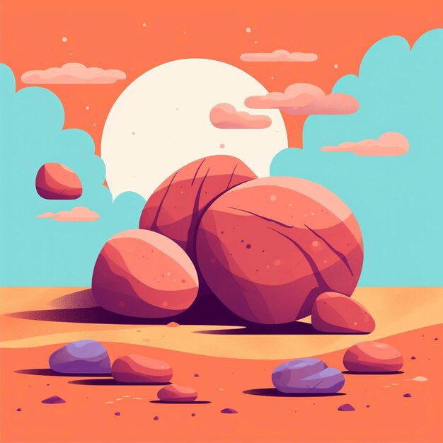 flat color simple rocks vector