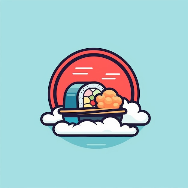 flat color simple sushi logo vector