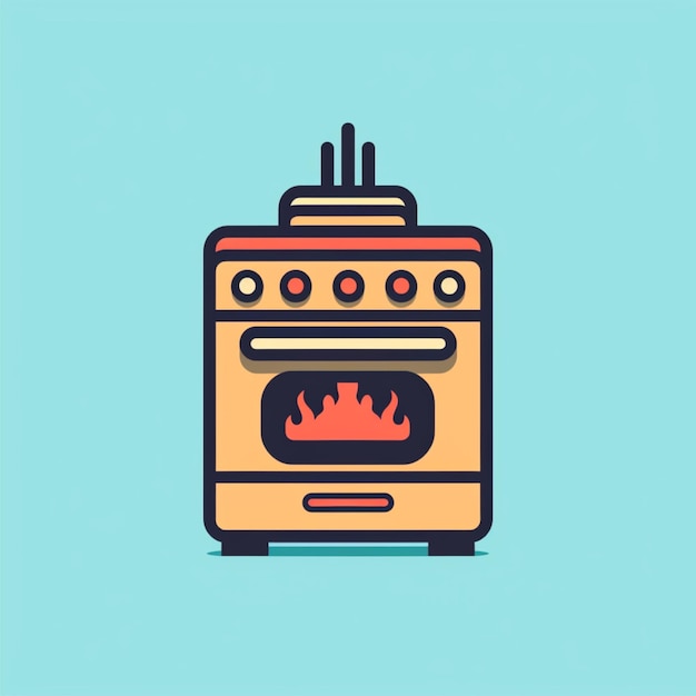 Photo flat color stove logo vector