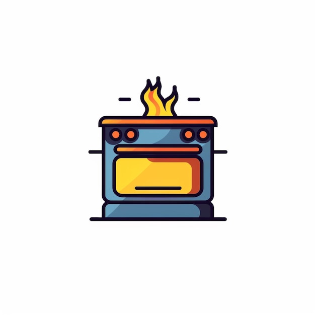 flat color stove logo vector