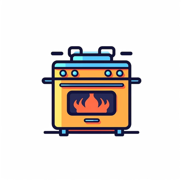 Photo flat color stove logo vector