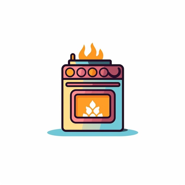 flat color stove logo vector