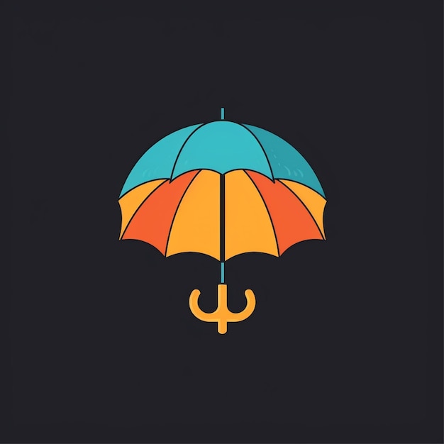 flat color umbrella logo vector