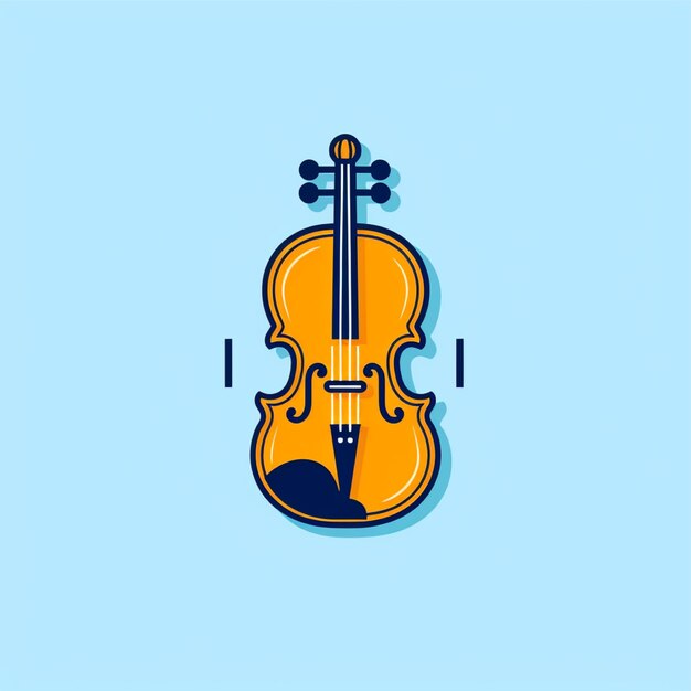 flat color violin logo vector