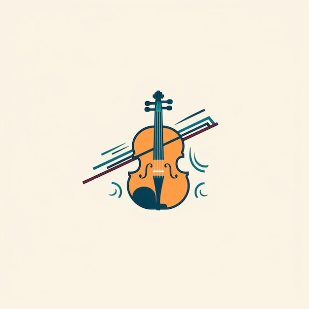 flat color violin logo vector