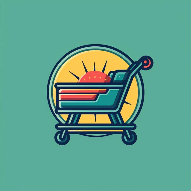 flat color wheelbarrow logo vector