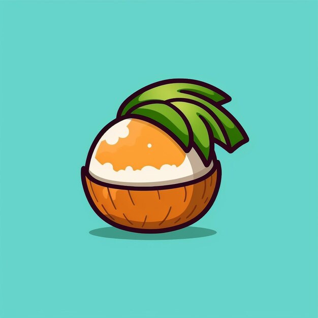 flat color young coconut fruit logo vector